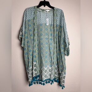 C Brand Women Size Small BOHO Blue‎ Open Front Beach Kimono New